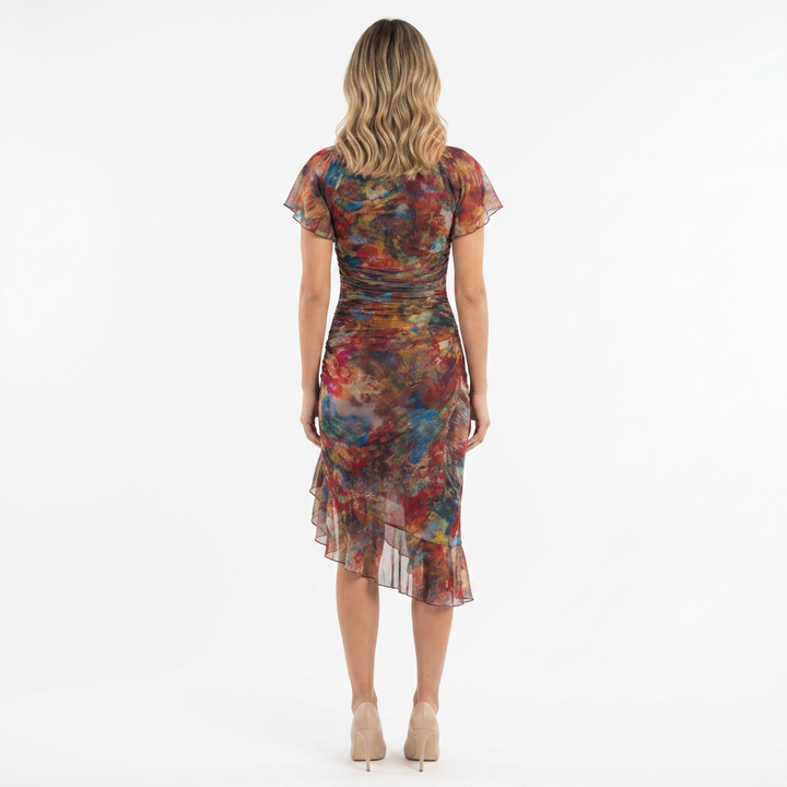 Vestido Boho Drapeado - Rojo - Costas