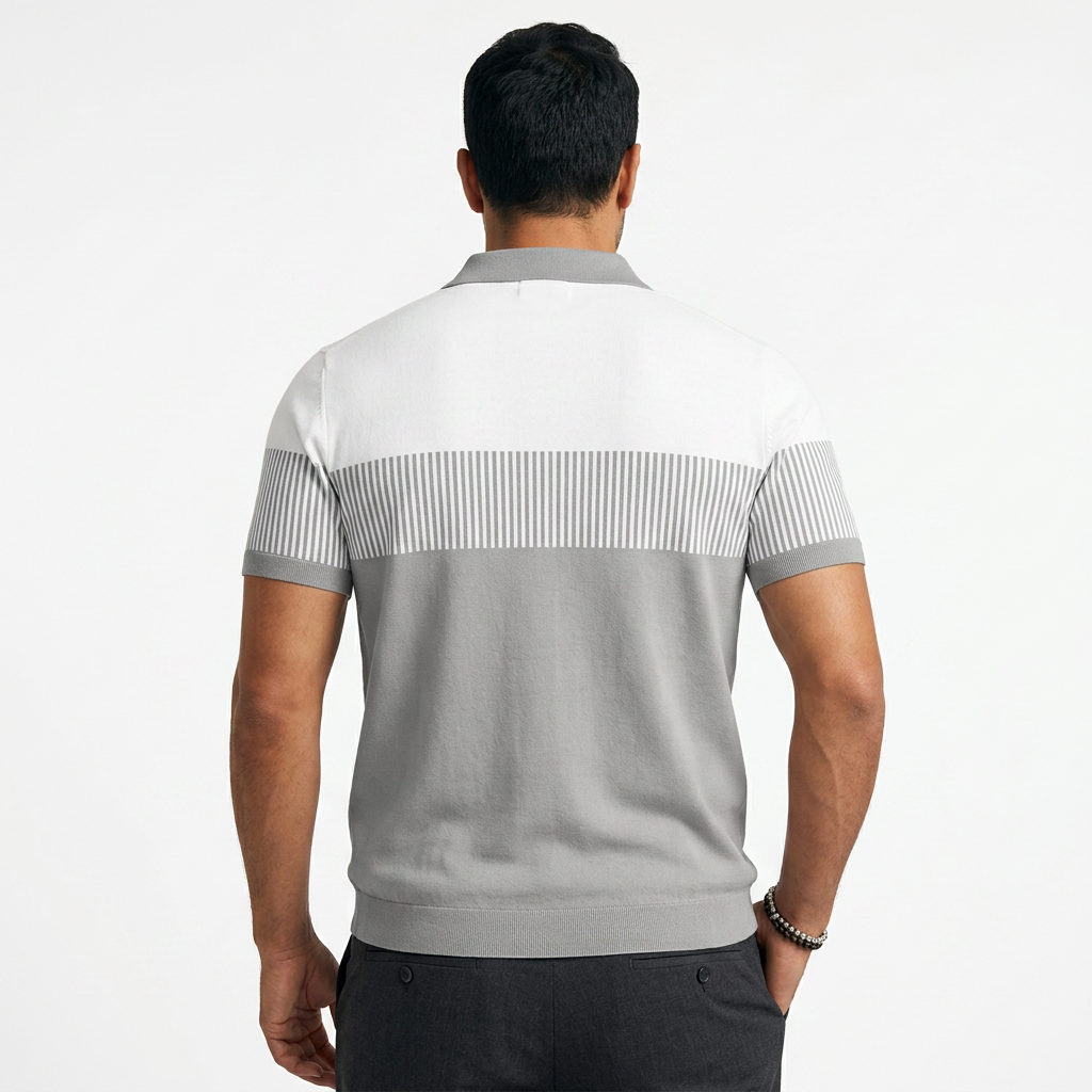 Polo Rayas Cremallera - Gris - Costas
