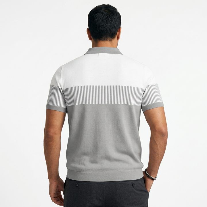 Polo Rayas Cremallera - Gris - Costas