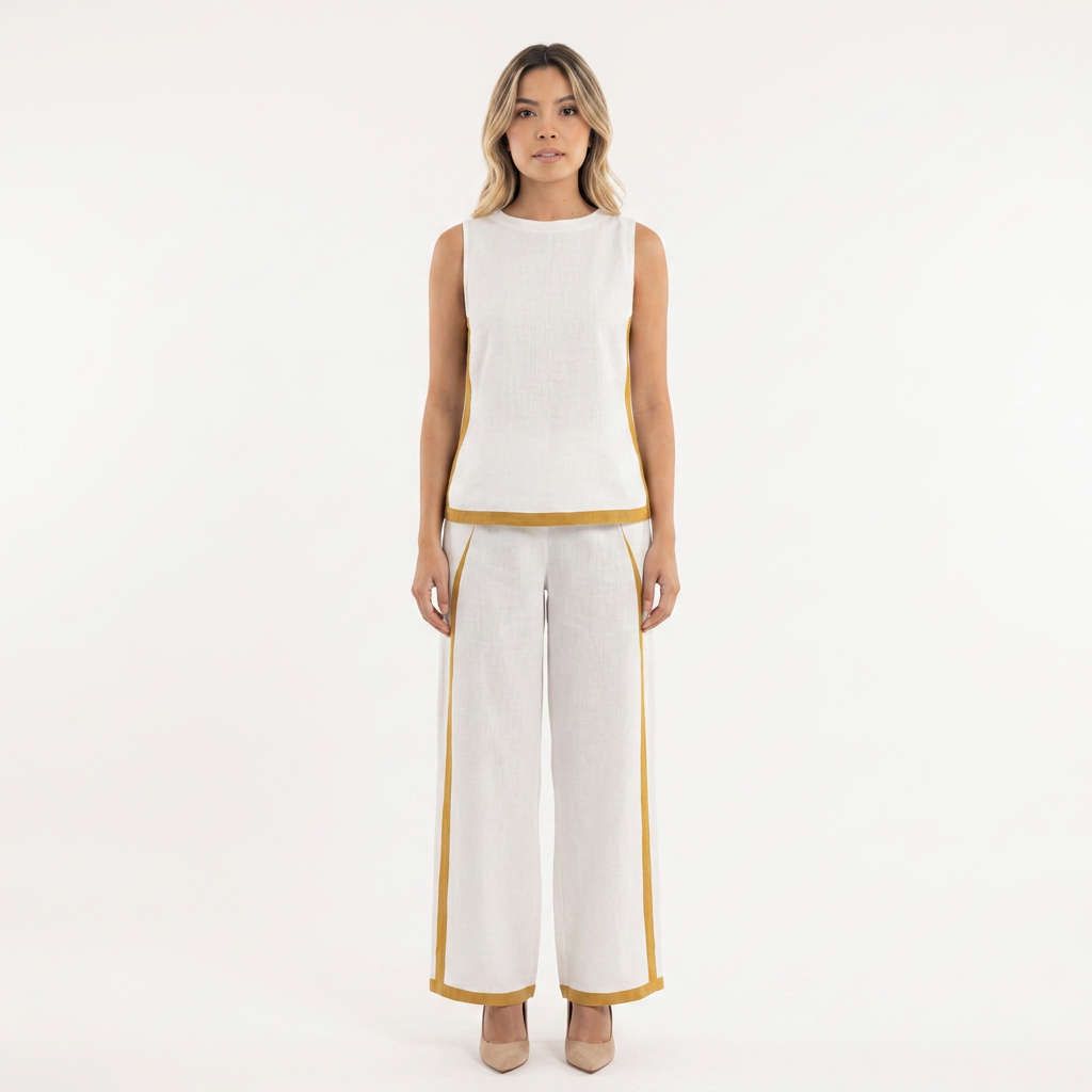 Conjunto Top Pantalon - Blanco - Frente