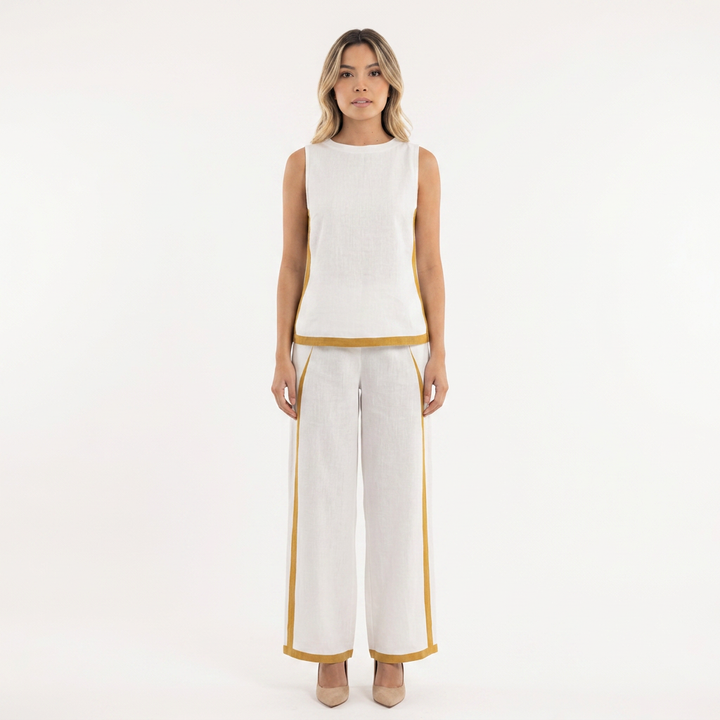 Conjunto Top Pantalon - Blanco - Frente