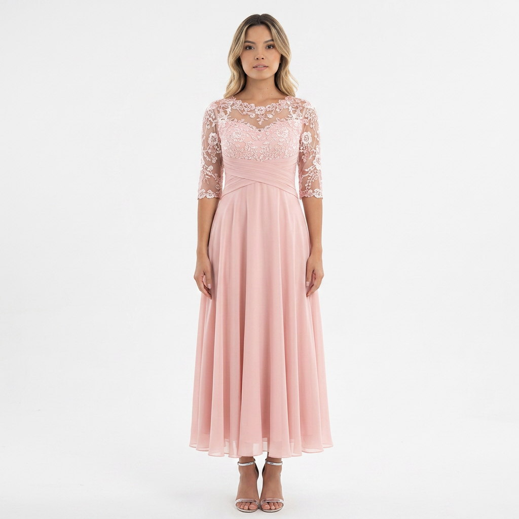 Vestido Encaje - Rosa - Frente