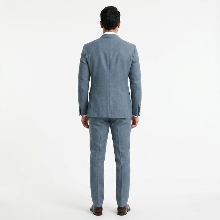 Traje Lino - AzulClaro - Costas