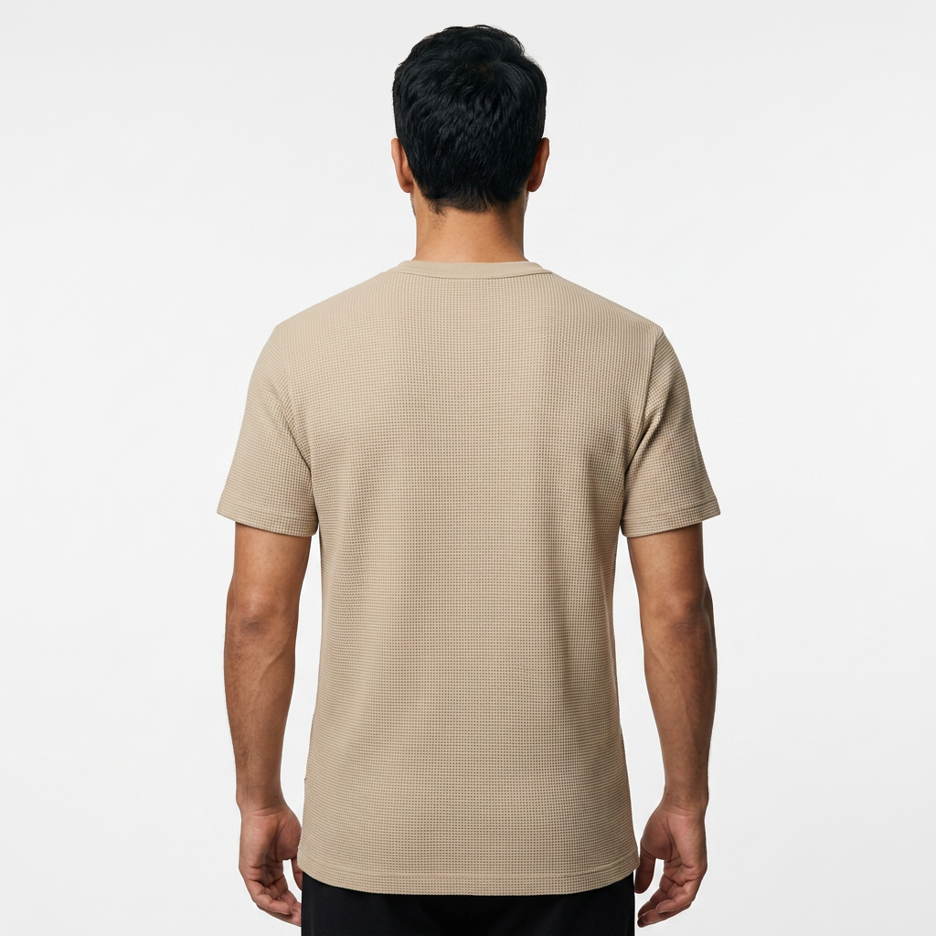 Camiseta Waffle - Beige - Costas