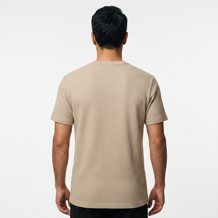 Camiseta Waffle - Beige - Costas