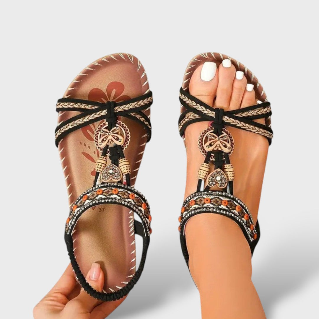 Sandalias Ortopédicas Boho Cuentas Mariposa