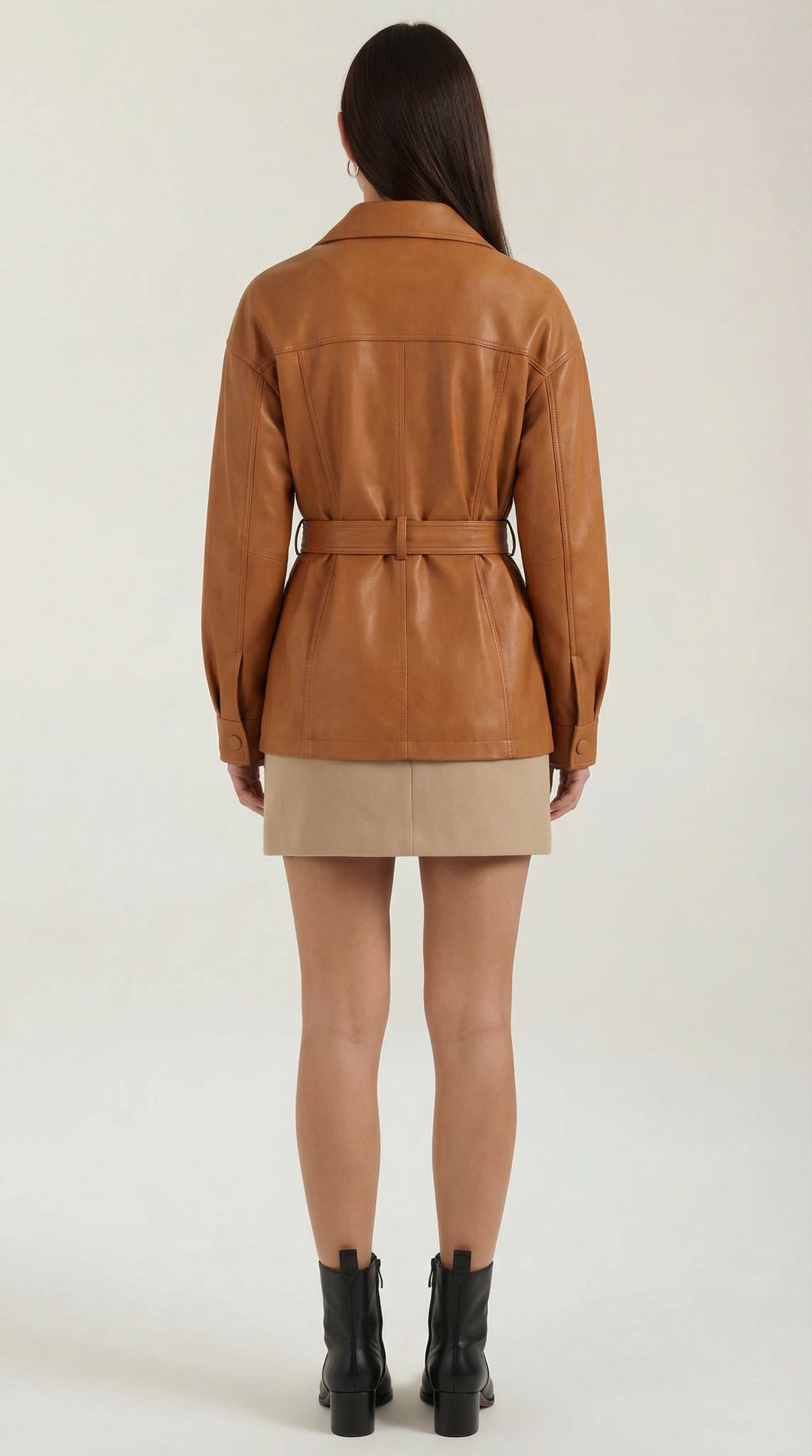 Chaqueta PU Estructurada con Cinturón