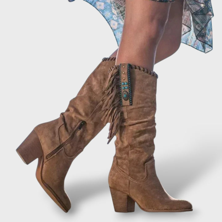 Botas Cowboy Altas – Tacón y Hebilla