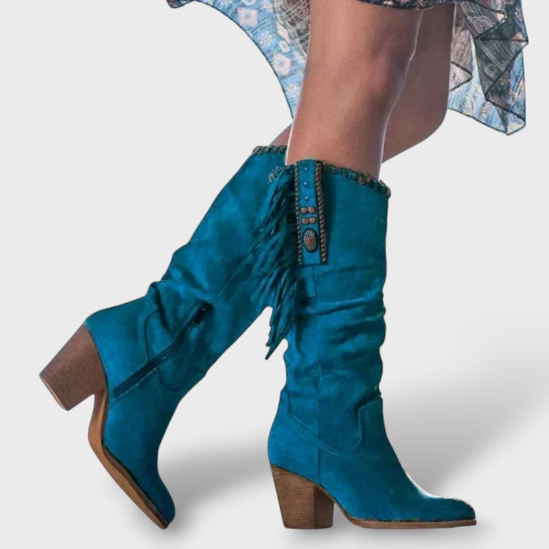 Botas Cowboy Altas – Tacón y Hebilla