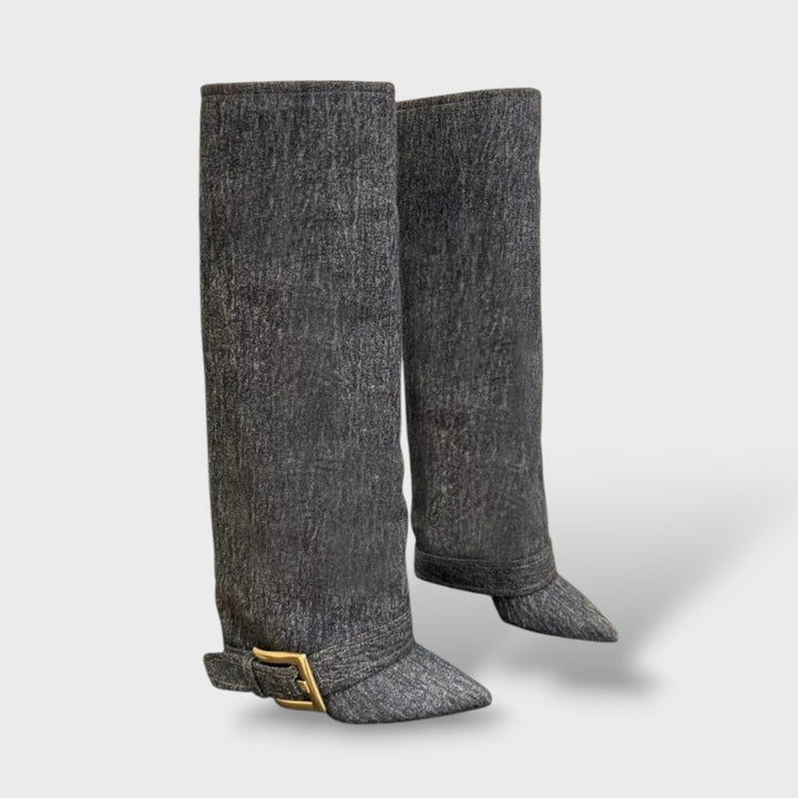 Botas Altas Mujer Tacón Fino con Hebilla