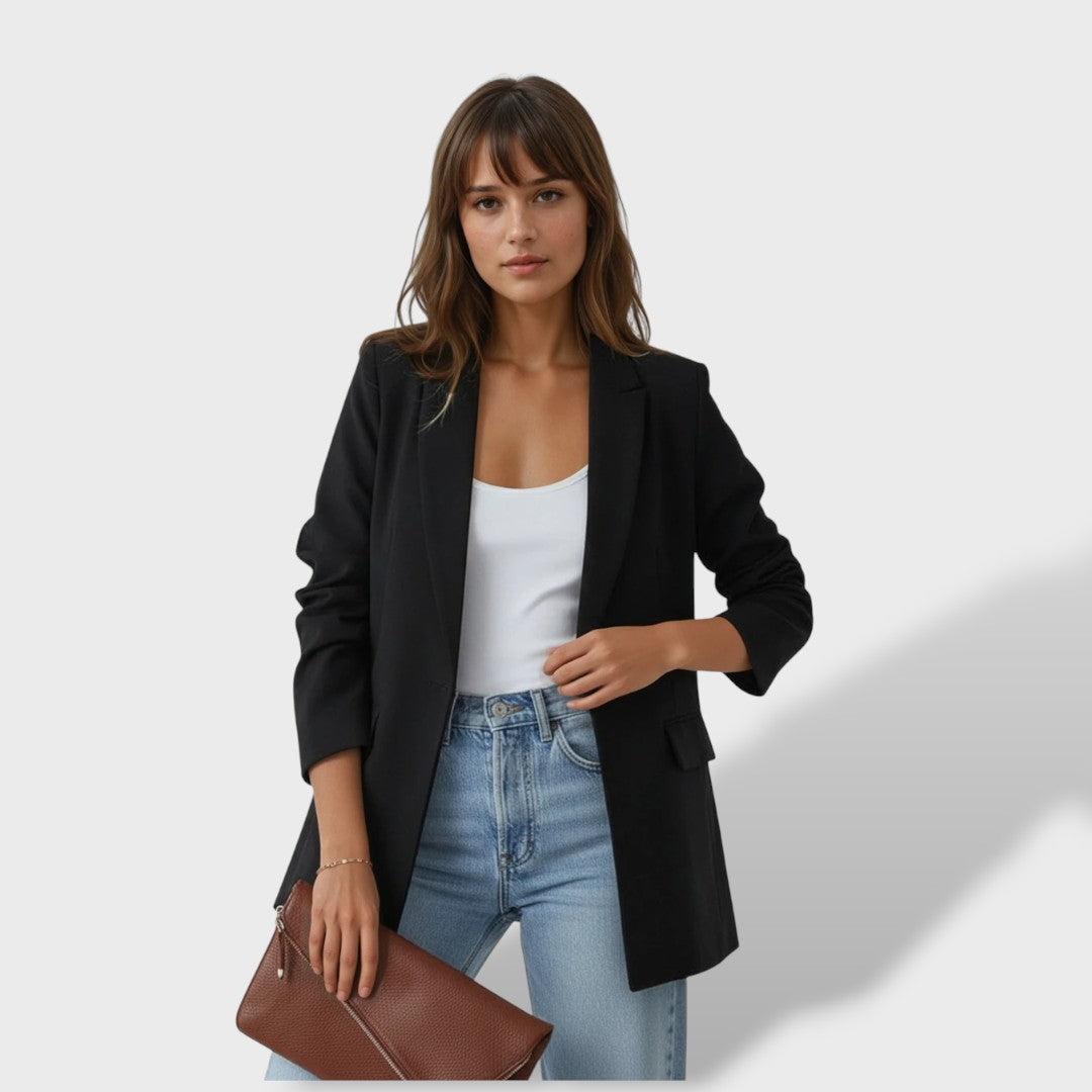 Sofía™ | Blazer elegante de mujer con abertura frontal y cuello de solapa.